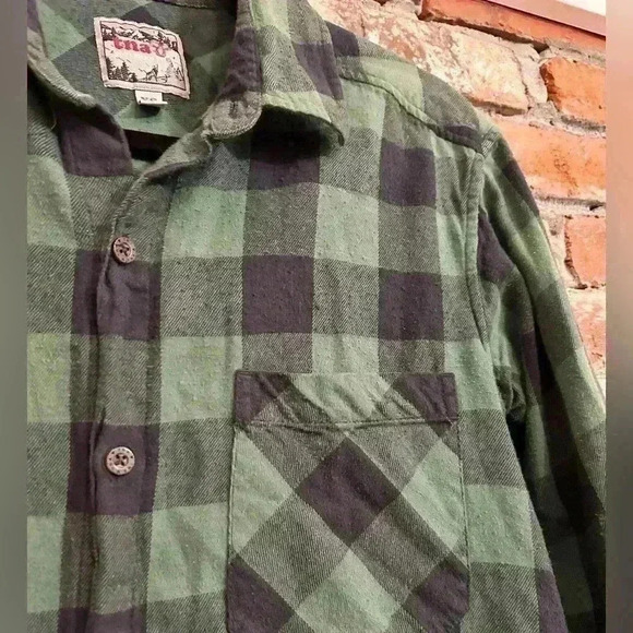 TNA Aritzia Green & Black Boyfriend Fit Flannel Size XS - Picture 4 of 8
